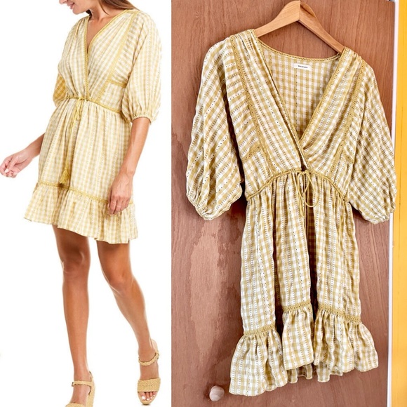 Max Studio Yellow Plaid Mini Dress - Picture 2 of 12